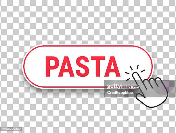 pasta - 3d click web button with hand cursor on blank background - spaghetti isolated stock illustrations