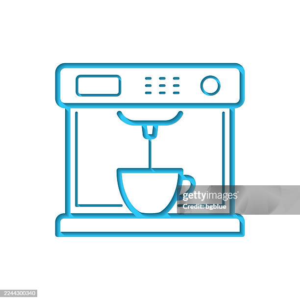 coffee machine. icon cut out on white paper with blue background - making breakfast stock illustrations