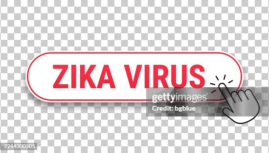 Zika Virus - 3D click web button with hand cursor on blank background Zika Virus - 3D click web button with hand cursor on blank background