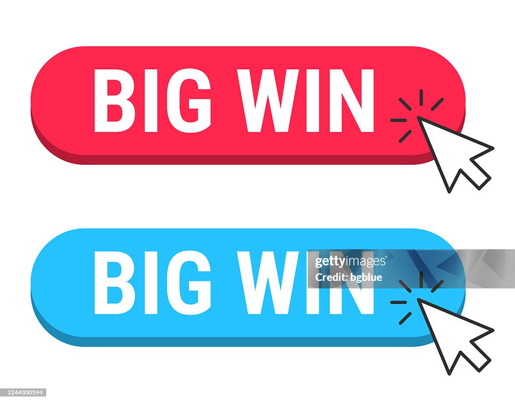 Big Win - Red and Blue buttons with cursor on white background