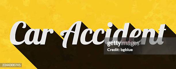 car accident - text with long shadow on textured yellow background - accidental death stock illustrations