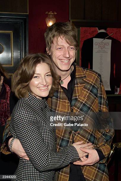 Kelly Macdonald and Dougie Payne, Bassist with Travis, at the New York Premiere of Robert Altman's "Gosford Park" in New York City on December 3,...