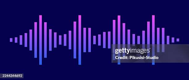gradient sound wave equalizer pattern on blue background, audio line podcast sound wave. - multimedia background stock illustrations