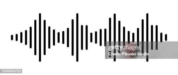 ilustraciones, imágenes clip art, dibujos animados e iconos de stock de patrón de onda de sonido negro sobre fondo blanco, diseño minimalista de ecualizador de onda de sonido negro - equipo de alta fidelidad