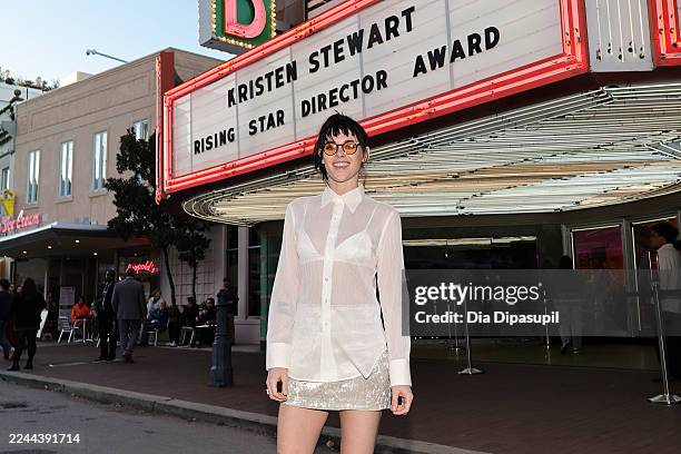 Rising Star Director Award Kristen Stewart poses in front of the marquee at the "The Chronology Of Water" and Award Presentation during the 28th SCAD...