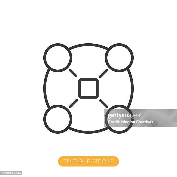 centralized and decentralized structure icon. editable stroke thin line icon - centralized stock illustrations