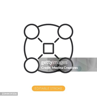 Centralized and decentralized structure icon. Editable stroke thin line icon Centralized and decentralized structure icon. Editable stroke thin line icon