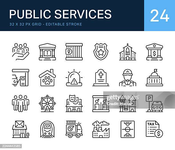 public services line icons - public service stock illustrations