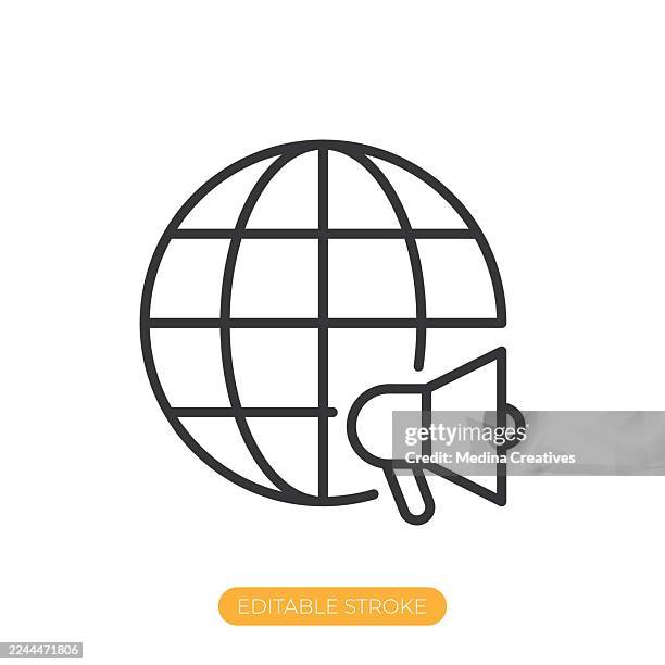 global marketing icon. editable stroke thin line icon - martech stock illustrations