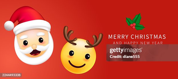 Cute Christmas Banner With 3D Holiday Emojis Cute Christmas Banner With 3D Holiday Emojis