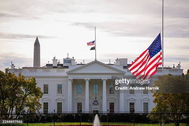 The American flag is flown at half-staff at the White House on November 4, 2025 in Washington, DC. Former Vice President Dick Cheney has passed away...