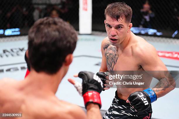 Cody Durden battles Allan Nascimento of Brazil in a 130-pound catchweight fight during the UFC Fight Night event at UFC APEX on November 01, 2025 in...