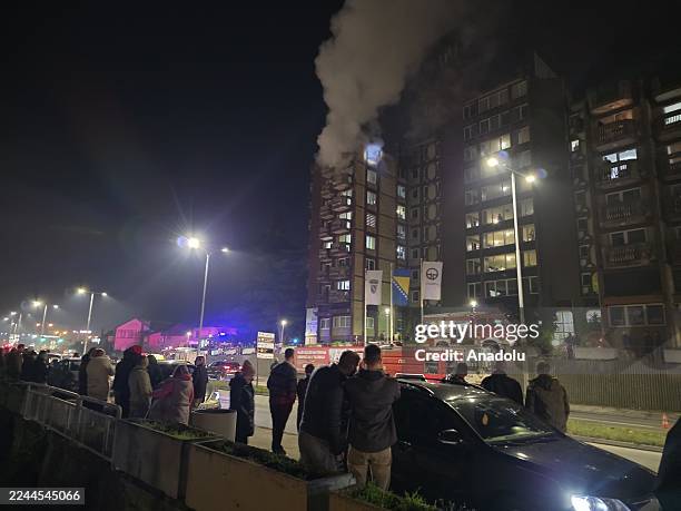 Firefighters deployed to the scene after fire that broke out in a nursing home in Tuzla, Bosnia and Herzegovina on November 04, 2025. The claimed...