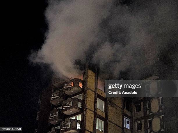 Firefighters deployed to the scene after fire that broke out in a nursing home in Tuzla, Bosnia and Herzegovina on November 04, 2025. The claimed...