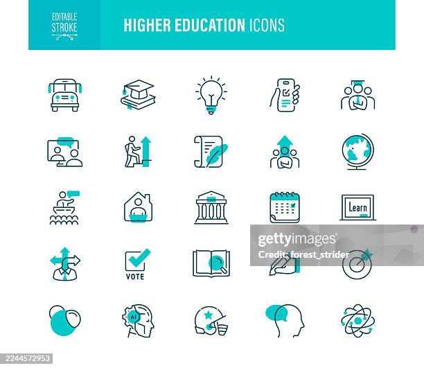 ilustraciones, imágenes clip art, dibujos animados e iconos de stock de conjunto de iconos de educación superior trazo editable - pago de matrícula