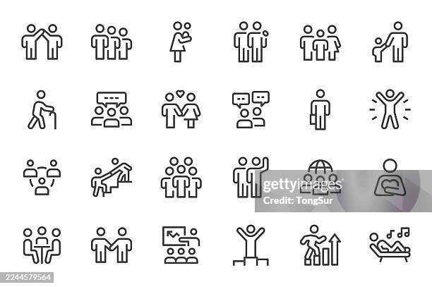 people - line icons - family gathering stock illustrations