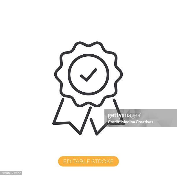 quality certificate icon. editable stroke thin line icon - reliability stock illustrations