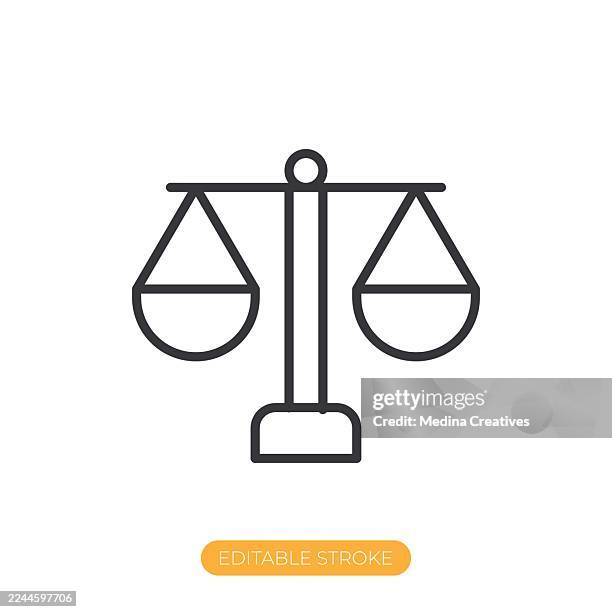 justice and equality icon. editable stroke thin line icon - moral compass vector stock illustrations