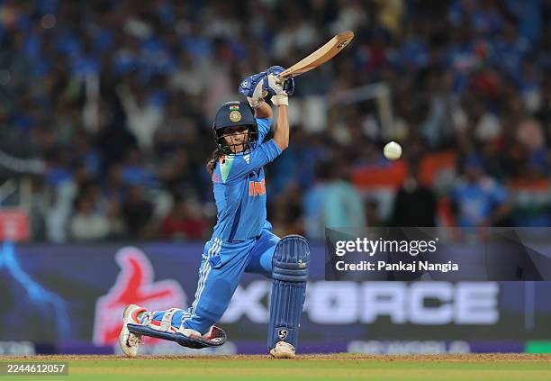 Jemimah Rodrigues of India bats during the ICC Women's Cricket World Cup India 2025 Final match between India and South Africa at Dr. DY Patil Sports...