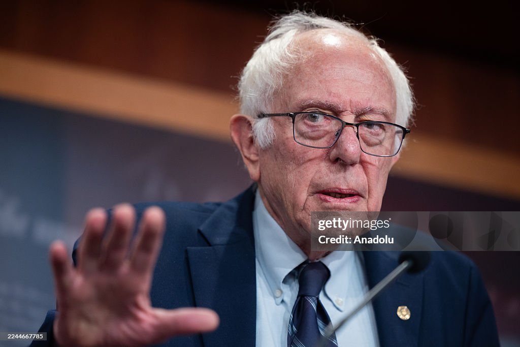 Sen. Sanders Senator Bernie Sanders speaks at an impromptu press conference on ...