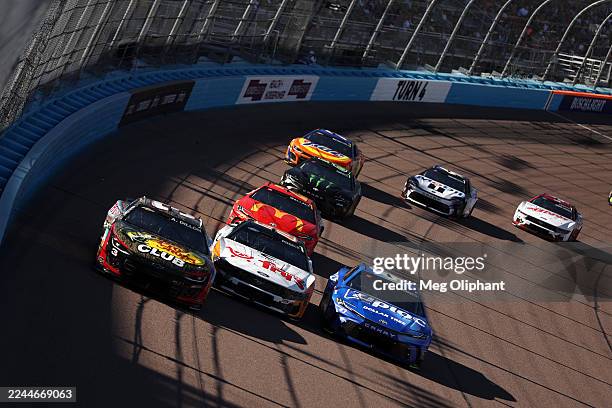 Erik Jones, driver of the Dollar Tree Toyota, Ryan Preece, driver of the Fry's/Celsius Ford, and Austin Dillon, driver of the BPS/Winchester...