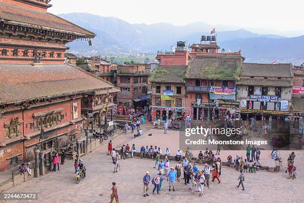 durbar square at bhaktapur in kathmandu valley at bagmati province, nepal - kathmandu stock pictures, royalty-free photos & images