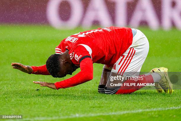 Benfica's Belgian forward Dodi Lukebakio reacts after missing a chance to score during the UEFA Champions League league phase day 4 football match...