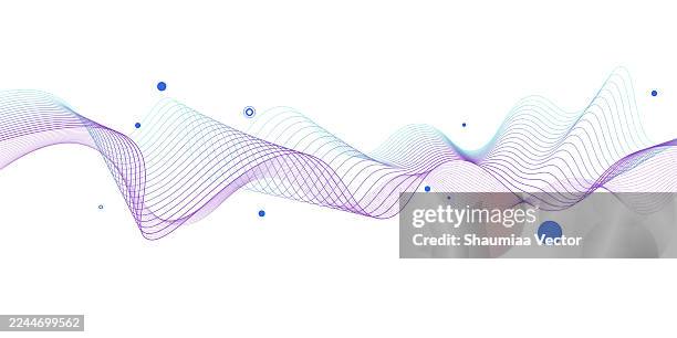 modern blue liquid wave line particle technology abstract background - bio informatics stock illustrations