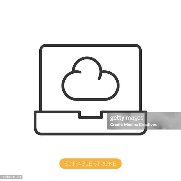 cloud desktop application icon. editable stroke thin line icon - cloud security stock illustrations