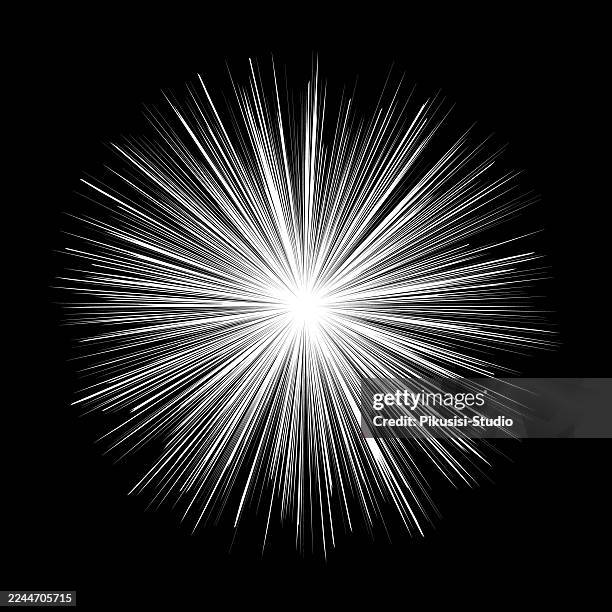 abstract explosion burst of fireworks light, comic burst energy explosion on black background - exploding stock illustrations