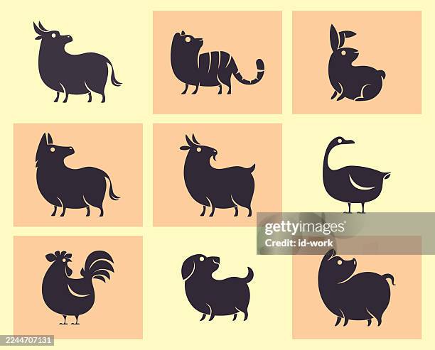 haustiere ikonen - schafkopf stock-grafiken, -clipart, -cartoons und -symbole