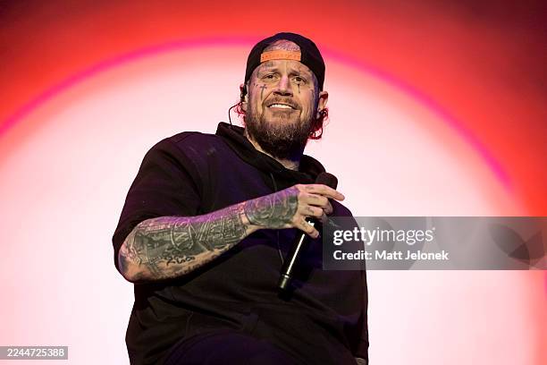 Jelly Roll performs on stage at Strummingbird Festival on November 02, 2025 in Perth, Australia.