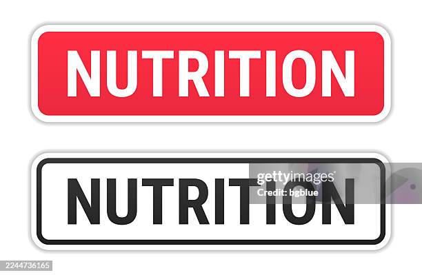 nutrition - red and black labels on white background - nutrition label stock illustrations