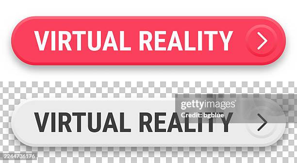 virtual reality - 3d click web buttons on blank background - reality concept stock illustrations