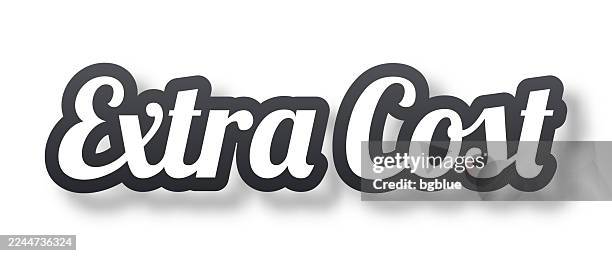 extra cost - 3d text with shadow on white background - amazing numbers type face stock illustrations