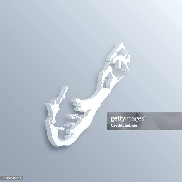bermuda 3d map on gray background - bermuda stock illustrations