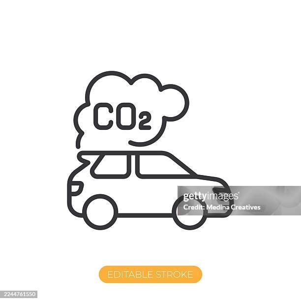 co2 pollution icon. editable stroke thin line icon - auto mechanic with customer stock illustrations