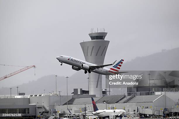 An American Airlines plane takeoff from the San Francisco International Airport in San Francisco, California, United States on November 5, 2025.