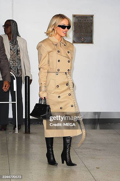 Sydney Sweeney is seen leaving The Drew Barrymore Show on November 5, 2025 in New York, New York.
