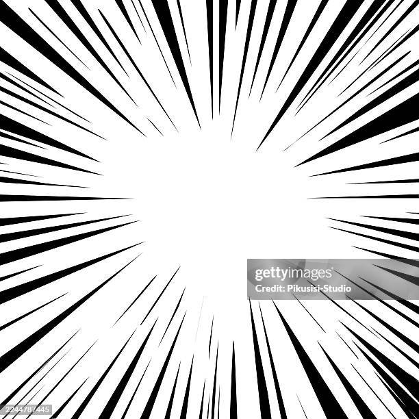 ilustraciones, imágenes clip art, dibujos animados e iconos de stock de ilustración dinámica de ráfaga cómica en blanco y negro, estallido de estrellas cómico negro con efecto de explosión de rayos dinámicos. - galaxia-starburst