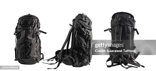 big backpack for travel isolate on a white background - empty school bag stock pictures, royalty-free photos & images