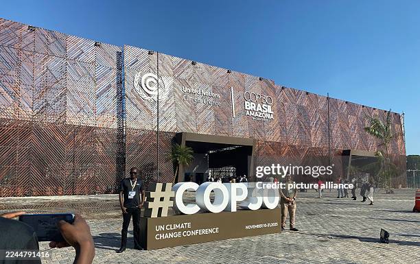 November 2025, Brazil, Belem: #COP30 is written on the conference grounds of the World Climate Conference. Delegates from almost every country in the...