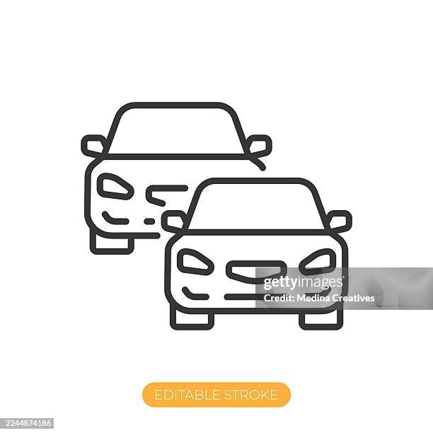 car comparison icon. editable stroke thin line icon - replacement icon stock illustrations