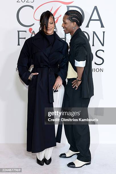 Rihanna and A$AP Rocky attend the 2025 CFDA Awards at The American Museum of Natural History on November 03, 2025 in New York City.