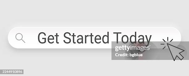 get started today - search bar with cursor on blank background - reboot computer stock illustrations