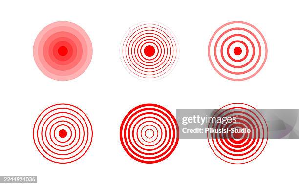 ilustrações de stock, clip art, desenhos animados e ícones de collection of red circular target icons and medical pain indicators - inflamação