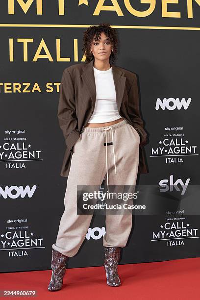 Paola Gioia Kaze Formisano attends the "Call My Agent - Italy" photocall at The Space Cinema Moderno on November 04, 2025 in Rome, Italy.