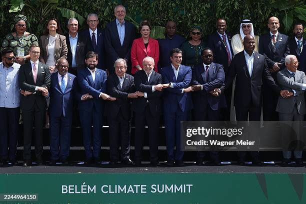 President of Chile Gabriel Boric , UN General Secretary Antonio Guterres , President of Brazil Luiz Inacio Lula da Silva and Leaders pose for the...