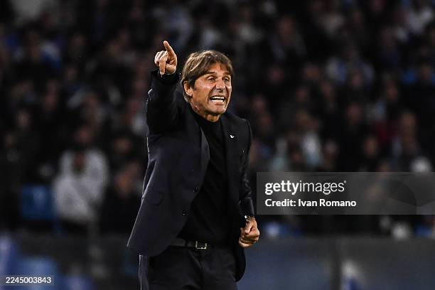 Antonio Conte coach of SSC Napoli during the UEFA Champions League 2025/26 League Phase MD4 match between SSC Napoli and Eintracht Frankfurt at...