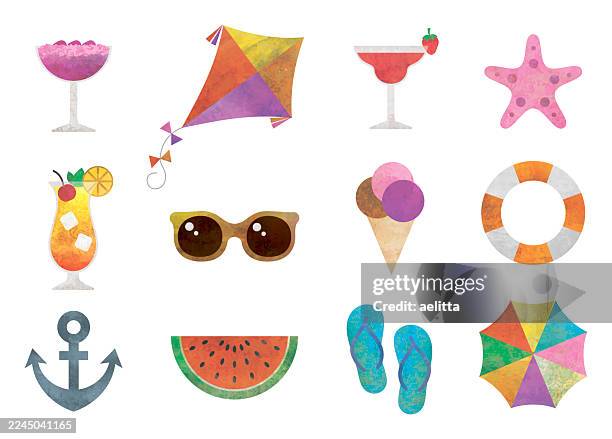 summer icons - watermelon pattern stock illustrations